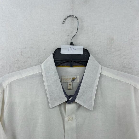 Fundamental Coast Los Angeles Shirt Mens M White Button Up Short Sleeves Woven - Picture 13 of 13